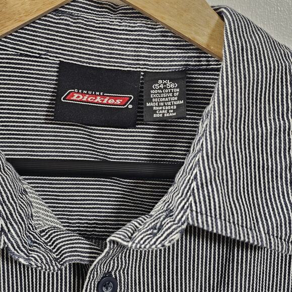 Dickies Short Sleeved Hickory Striped Button Shirt Men’s Sz 3XL Train Conductor - Picture 4 of 6